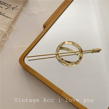 AOMU  Korean Retro Geometric Round Metal Hairpin Simple Temperament Daily Arc Tweezers Hair Sticks for Women OL Style Party daiiibabyyy